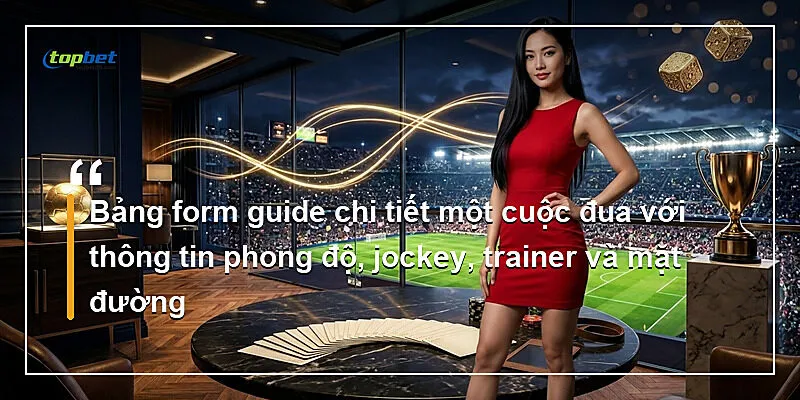 Đua Ngựa Topbet – Kèo Exacta Và Trifecta Chi Tiết 3 Bảng form guide chi tiết một cuộc đua với thông tin phong độ, jockey, trainer và mặt đường