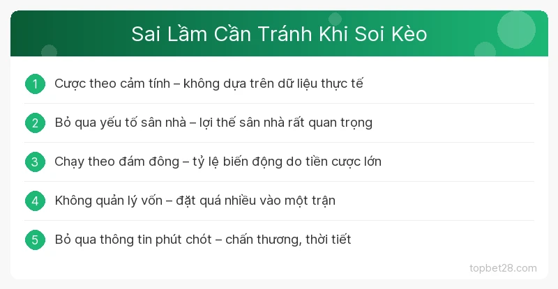 Soi Kèo Bóng Đá Hôm Nay – Hướng Dẫn Phân Tích Kèo Chuẩn Xác 2 Sai Lầm Cần Tránh Khi Soi Kèo TopBet